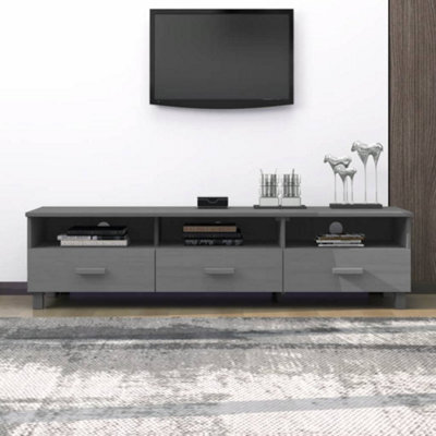 Vidaxl Tv Cabinet Hamar Dark Grey 158X40X40 Cm Solid Wood Pine - image 1