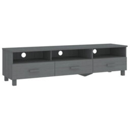 Vidaxl Tv Cabinet Hamar Dark Grey 158X40X40 Cm Solid Wood Pine - thumbnail 2