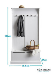 Nöa & Nani Brittany Hallway Bench And Coat Hook Shoe Storage In Classic White - thumbnail 4