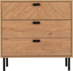 Seconique Leon 3 Drawer Chest Medium Oak Effect Metal Legs - thumbnail 2