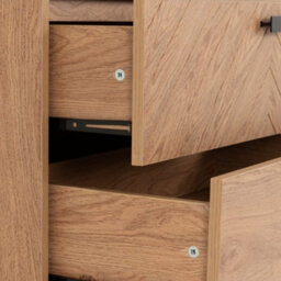 Seconique Leon 3 Drawer Chest Medium Oak Effect Metal Legs - thumbnail 4
