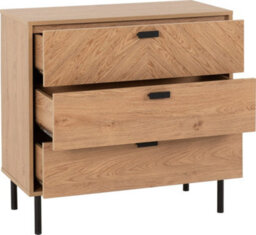 Seconique Leon 3 Drawer Chest Medium Oak Effect Metal Legs - thumbnail 3