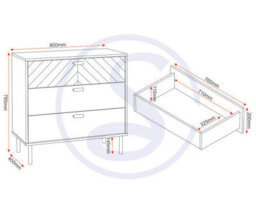 Seconique Leon 3 Drawer Chest Medium Oak Effect Metal Legs - thumbnail 8