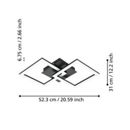 Eglo Paranday-Z Black Steel Smart Control, Colour Changing Ceiling Light, (L) 52Cm - thumbnail 3