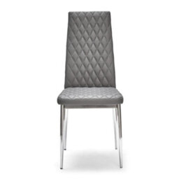Mihomeuk Allie Set Of 4 Grey Pu Leather Dining Chairs With Steel Legs - thumbnail 2