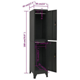 Vidaxl Locker Cabinet Anthracite 38X45X180 Cm Steel - thumbnail 8