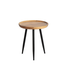 MH London Chervey Natural Solid Wood Side Table Living Room Bedside Small Side Table Round Side Table With Black Metal Legs - thumbnail 4