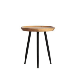MH London Chervey Natural Solid Wood Side Table Living Room Bedside Small Side Table Round Side Table With Black Metal Legs - thumbnail 5