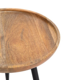 MH London Chervey Natural Solid Wood Side Table Living Room Bedside Small Side Table Round Side Table With Black Metal Legs - thumbnail 6