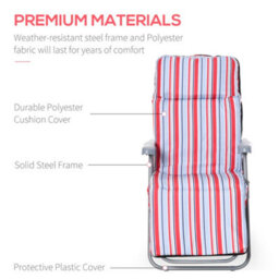 Outsunny Set Of 2 Adjustable Sun Lounger Recliner Reclining Seat Red And White - thumbnail 7