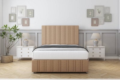 "Sloomy Langston Latte Dumfries Divan Bed Set 2 Drawers Right Side - 54"" Floor Standing & 12""  Footboard 4' Small Double" - image 1