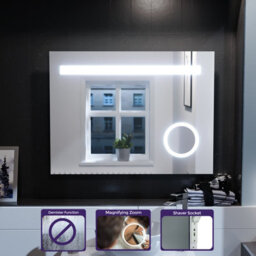 Nes Home Rectangle Illuminated Led 800mm X 600mm Bathroom Mirror Demister - thumbnail 2