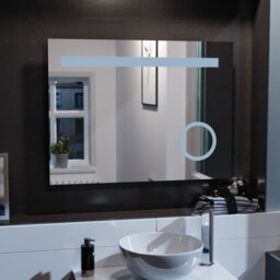Nes Home Rectangle Illuminated Led 800mm X 600mm Bathroom Mirror Demister - thumbnail 3