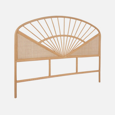 Sweeek - Natural Rattan And Canework Headboard Light Wood Bohemian Tomia L162 X D3 X H130Cm - image 1