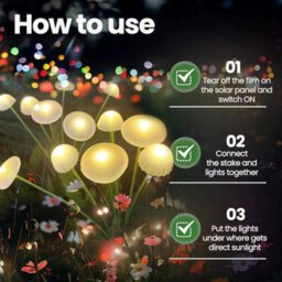 Solar Mushroom Garden Lights Waterproof Outdoor Decor 6 Heads - thumbnail 4