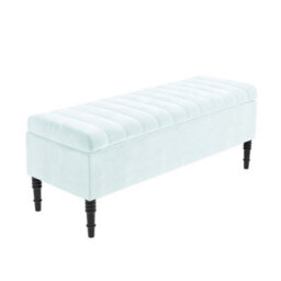 150Cm Paris Striped Ottoman Storage Bench- Plush Velvet Shoe Bench - White Upholstery Footstool With Storage - thumbnail 4