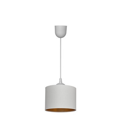Luminosa Lighting Luminosa Alba Cylindrical Pendant Ceiling Light White, Gold 20Cm