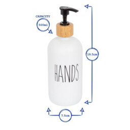 Harbour Housewares Glass Hand & Dish Soap Dispenser 500Ml With Bamboo Tray - Set Of 2 - Refillable Kitchen Bathroom White Black - thumbnail 3