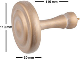 A.unique Home Ribbed Wooden Curtain Pole With Rings And Fittings - 35mm - 11Cm - Light Bronze - thumbnail 4