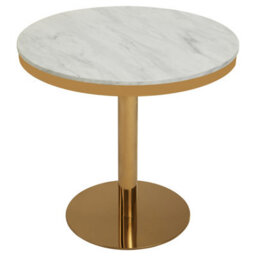 Orsina Round Marble Dining Table With Gold Base, Compact Round Marble Table For Dining, Sleek Gold Finish Base - thumbnail 2
