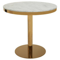Orsina Round Marble Dining Table With Gold Base, Compact Round Marble Table For Dining, Sleek Gold Finish Base - thumbnail 1