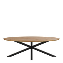 Wyld Haus Perth 220Cm Oval Dining Table Natural Oak Veneer With Black Metal Legs - thumbnail 2