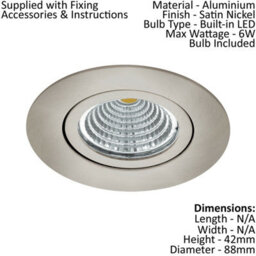 Satin Nickel Round Led Downlight For Wall And Ceiling - 6W Built-In Spotlight - thumbnail 2