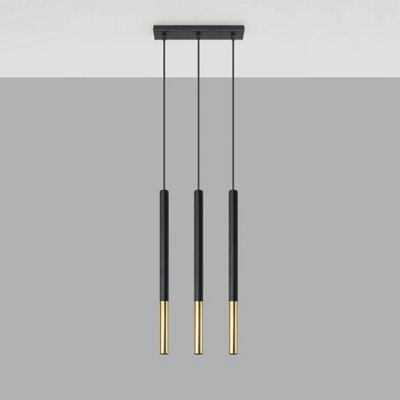 Sollux Lighting Mozaica Steel Black/golden 3L Light Classic Pendant Ceiling Light - image 1