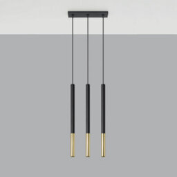 Sollux Lighting Mozaica Steel Black/golden 3L Light Classic Pendant Ceiling Light - thumbnail 1