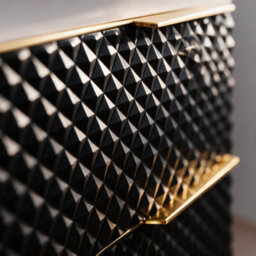 Bathroom City Elvia 950mm Black & Gold Vanity Unit With Basin - Wide Diamond Front Bathroom Furniture, 2 Soft-Close Drawers - Gold Handle - thumbnail 3