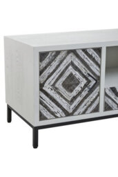 Orsina Storage White Frame Media Unit, Durable Livingroom Tv Unit, Geometric Pattern Modern Tv Stand With Storage - thumbnail 5