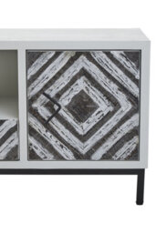Orsina Storage White Frame Media Unit, Durable Livingroom Tv Unit, Geometric Pattern Modern Tv Stand With Storage - thumbnail 4
