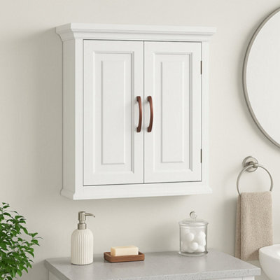 Teamson Home Wall-Mounted Bathroom Cabinet With Adjustable Shelves, White/bronze - image 1