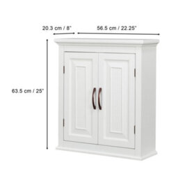 Teamson Home Wall-Mounted Bathroom Cabinet With Adjustable Shelves, White/bronze - thumbnail 5