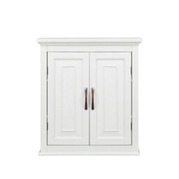 Teamson Home Wall-Mounted Bathroom Cabinet With Adjustable Shelves, White/bronze - thumbnail 2