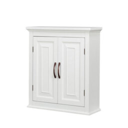 Teamson Home Wall-Mounted Bathroom Cabinet With Adjustable Shelves, White/bronze - thumbnail 7