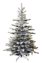 Shatchi 5Ft Pre Lit Flocked Christmas Snow Green Tips Hinged Branches Snowy Decorations Warm White Leds Lights - thumbnail 2