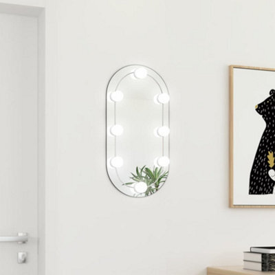 Berkfield Mirror With Led Lights 60X30 Cm Glass Oval - image 1