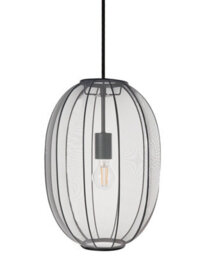 Beliani Hanging Pendant Lamp Black Oval Pleated Nylon Shade, Diffused Warm White Light, Adjustable Height - thumbnail 3