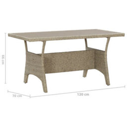 Berkfield Garden Table Grey 120X70X66 Cm Poly Rattan - thumbnail 6