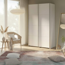 Sophistispace 120 Sliding Wardrobe Space Saving Shaped 2 Door Bedroom Storage Unit With Rail Cashmere - thumbnail 2
