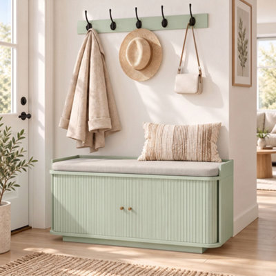 Homcom Hallway Furniture Set With Shoe Bench And Coat Rack, Light Green - image 1