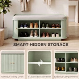Homcom Hallway Furniture Set With Shoe Bench And Coat Rack, Light Green - thumbnail 6