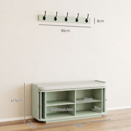 Homcom Hallway Furniture Set With Shoe Bench And Coat Rack, Light Green - thumbnail 3