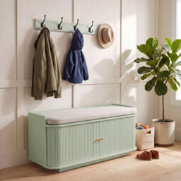 Homcom Hallway Furniture Set With Shoe Bench And Coat Rack, Light Green - thumbnail 9