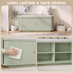 Homcom Hallway Furniture Set With Shoe Bench And Coat Rack, Light Green - thumbnail 8