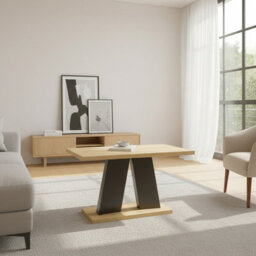 Mufo Modern Coffee Table With Contemporary Geometric Design  Oak Artisan Black - thumbnail 2