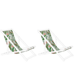 Beliani Set Of 2 Sun Lounger Replacement Fabrics Anzio/avellino 113 X 44 Cm Multicolour - thumbnail 1