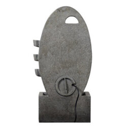 Teamson Home Garden Outdoor Water Feature, Modern Oval Water Fountain, With Warm Led Lights, Grey - thumbnail 5