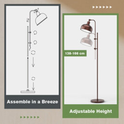 Costway Industrial Metal Floor Lamp Height Adjustable Tall Lightstand W/ 180 Degree Lampshade - thumbnail 5